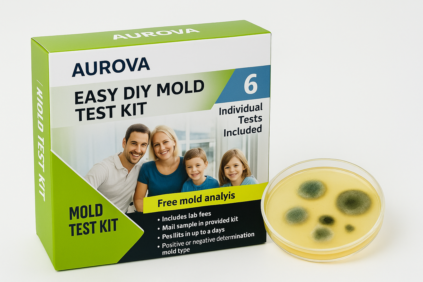 Mold Testing Kit- 6 simple mold detection tests, tests bathrooms, basements, surfaces, and more.