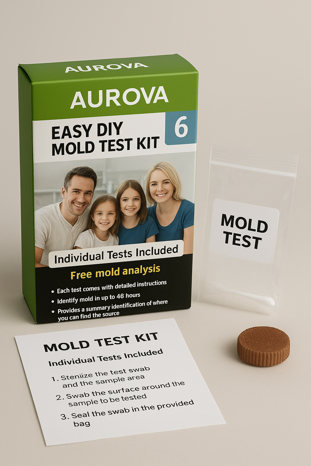 Mold Testing Kit- 6 simple mold detection tests, tests bathrooms, basements, surfaces, and more.
